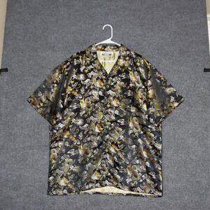 Skoops Worldwide Mens Dragon Print Button Up Shirt Size Large Short Sleeve